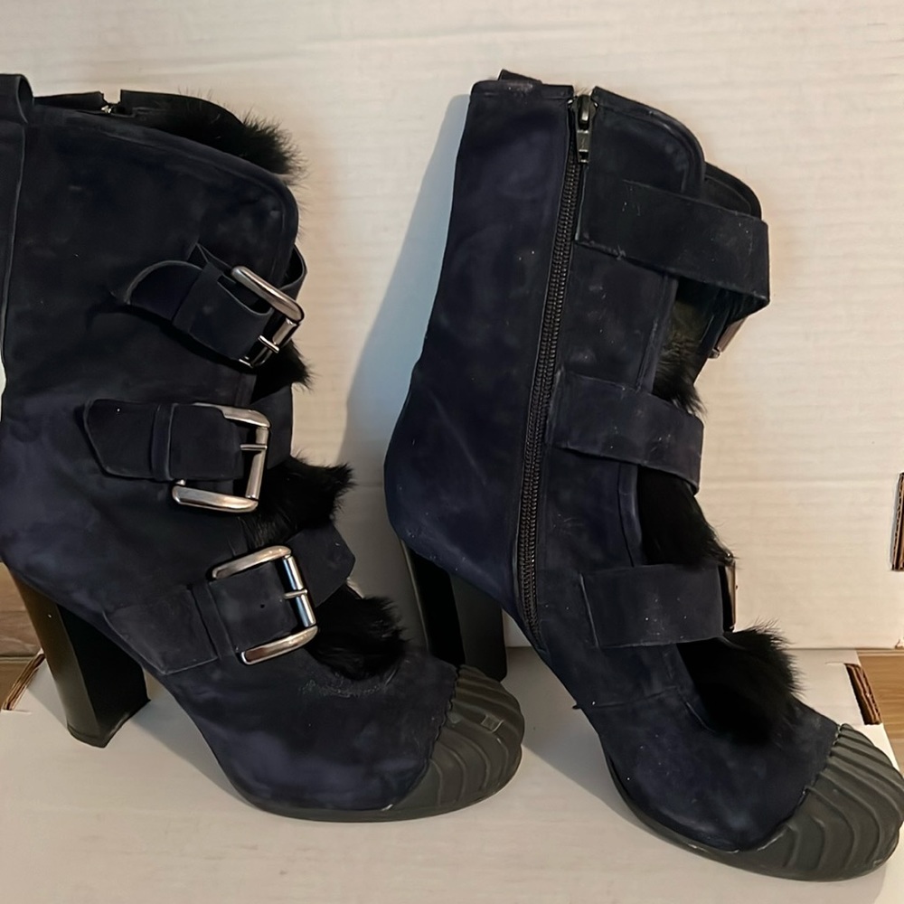 Blue suede boots